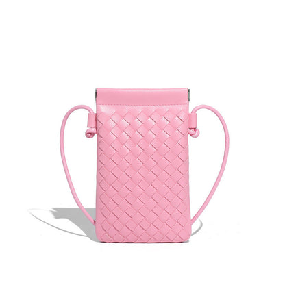 Ielgy Fashion Mini Mobile Phone Bag Hand-Woven Bag Simple Trendy All-Match Retro Small One-Shoulder Messenger Female Bag