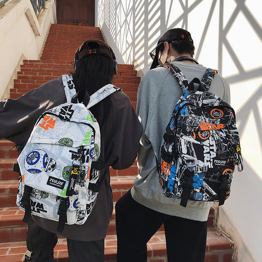Ielgy Trendy Cool Couple Backpack Fashion Camouflage Graffiti Campus Backpack Men Women Outdoor College Student Schoolbag