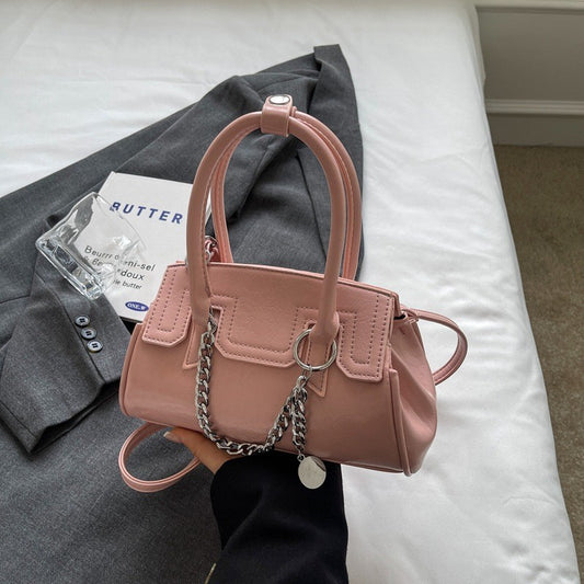 Ielgy High-End Niche Design Silver Handbag Crossbody Fashion All-Match Handbag