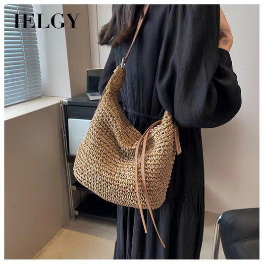 Ielgy U-Shaped Paper Rope One-Shoulder Diagonal Straw Woven Female Bag All-Match Casual Dumpling-Shaped Woven