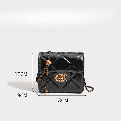 Ielgy Fashionable All-Match Chain Diamond One-Shoulder Messenger Mobile Phone Small Square Bag