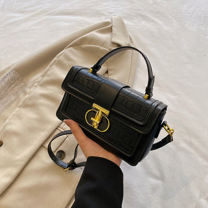 Ielgy High-End Texture Solid Color Portable Box Bag All-Match One-Shoulder Messenger Small
