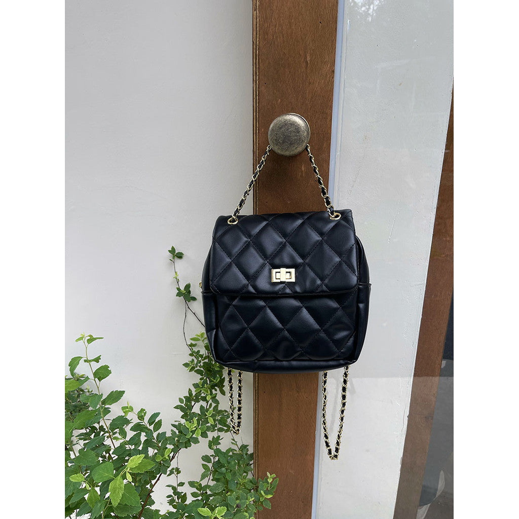 Ielgy Ladies Square Backpack Korean Version Cross-body Shoulder Portable Diamond Chain Backpack