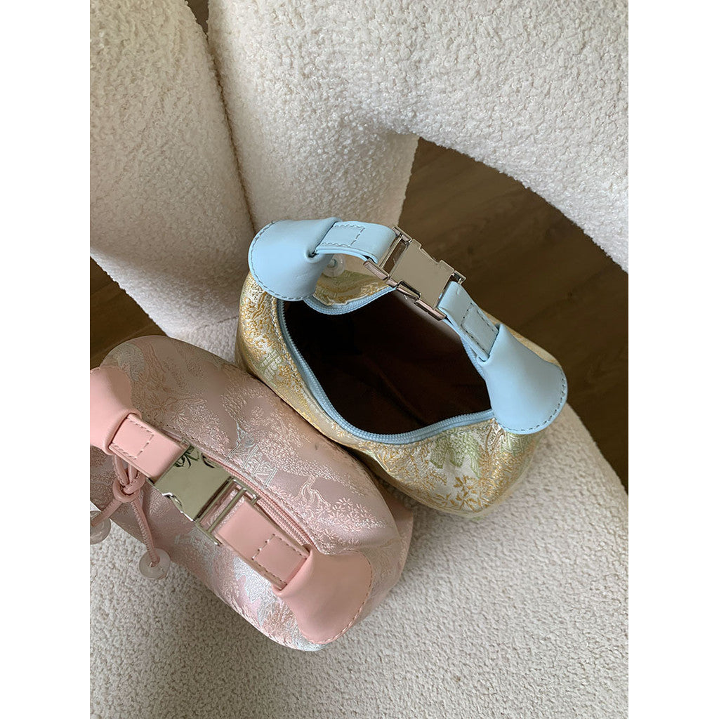 Ielgy Niche Embroidery New Chinese Style Bag Shoulder Crossbody Chinese Style Portable Dumpling Bag Can Be Crossbody