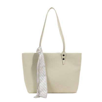 Ielgy Solid Color Large-Capacity Bucket Bag Tote Bag All-Match Commuter Shoulder Messen