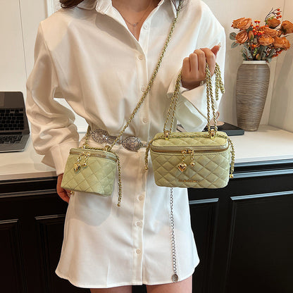 Ielgy High-End Female Bag Fashion Rhombus Chain Texture All-Match One-Shoulder Small Square Bag