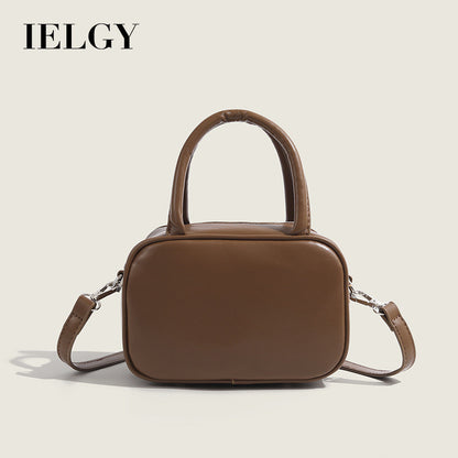 Ielgy Ladies Brown Boston Bag Fashionable Portable Pillow Bag Fashionable All-Match Crossbody
