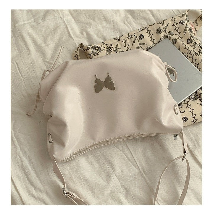 Ielgy Ladies Black Niche Underarm Bag Cool Casual Large-Capacity Cross-Body Commuter Tote Bag