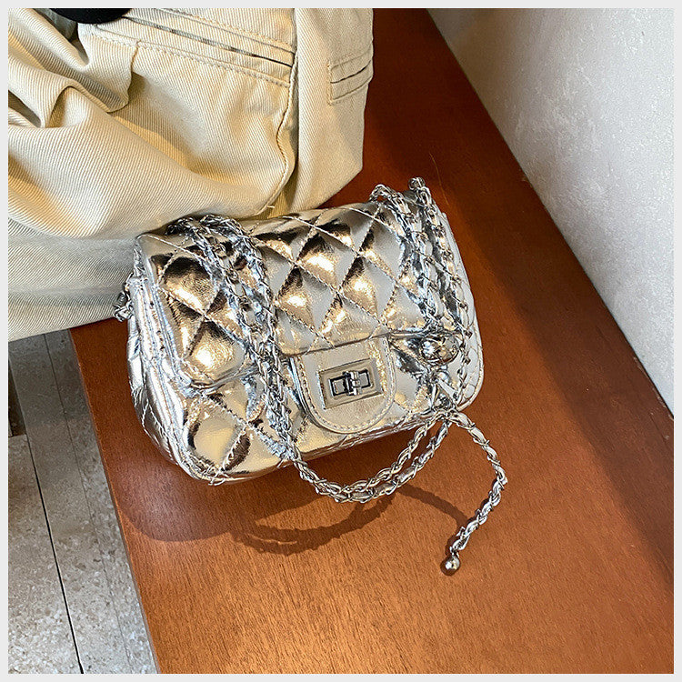 Ielgy Diamond Embroidery Thread Popular All-Match Chain Messenger Bag Fashion One-Shoulder Small Square Bag