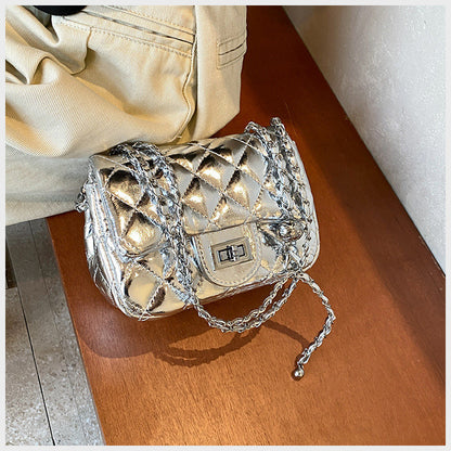 Ielgy Diamond Embroidery Thread Popular All-Match Chain Messenger Bag Fashion One-Shoulder Small Square Bag