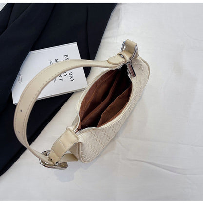 Ielgy High-End Feeling Silver Underarm Bag Korean Version Fashion Trendy Dumpling Bag Niche Woven Large-Capacity Simple Shoulder Bag