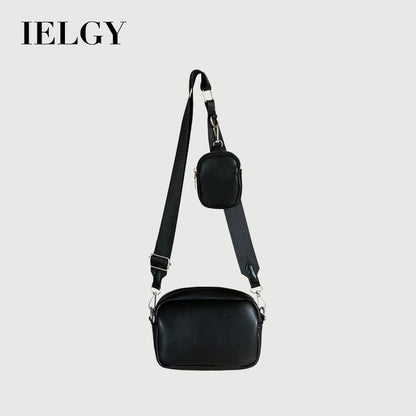 IELGY women's black simple personality three-in-one messenger bag