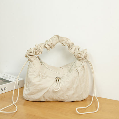 Ielgy Korean Version Fashionable Pleated Underarm Cloud Bag Classy One-Shoulder Nylon Commuter All-Match