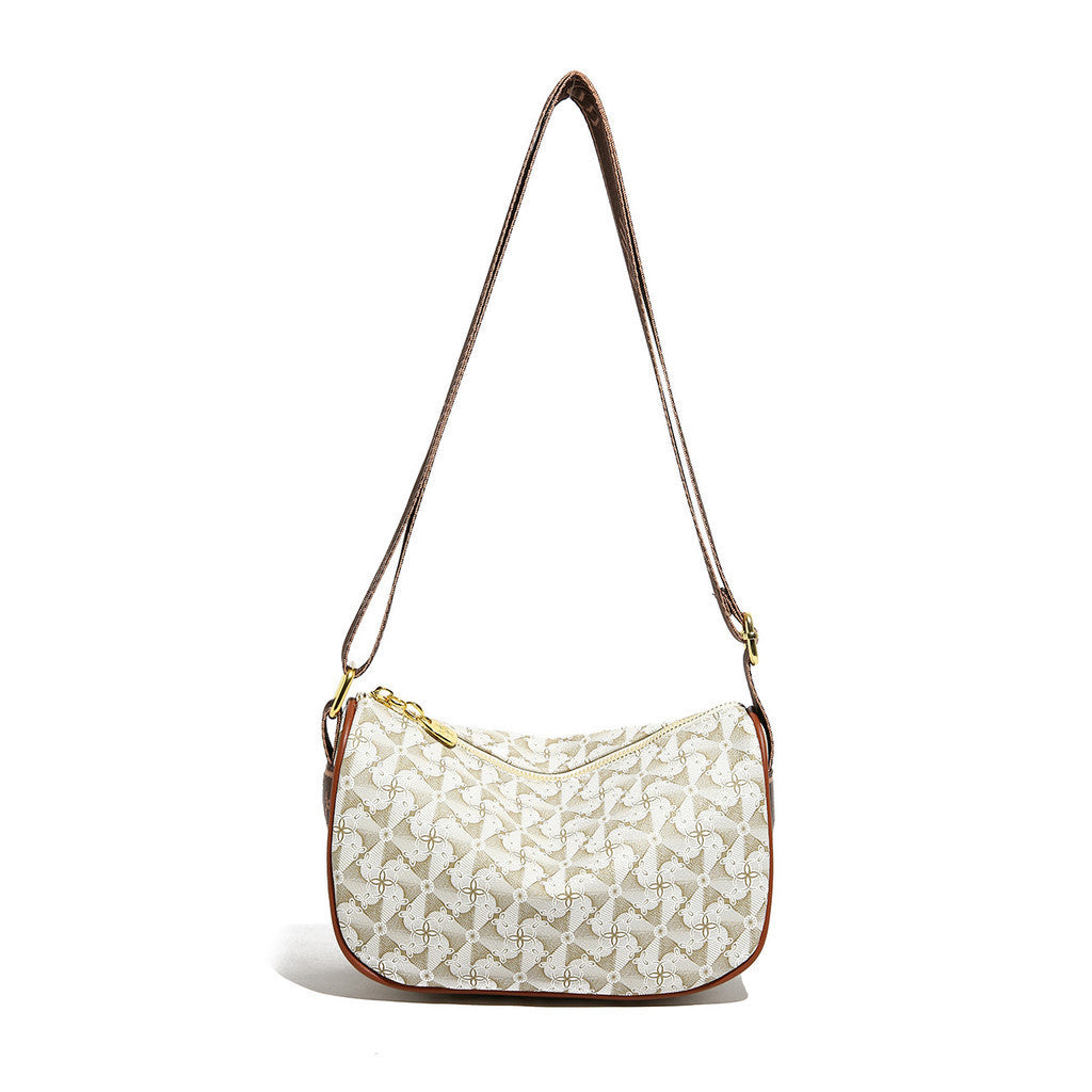 Ielgy Ladies Brown Casual Simple All-Match Embossed High-End Sense One-Shoulder Diagon