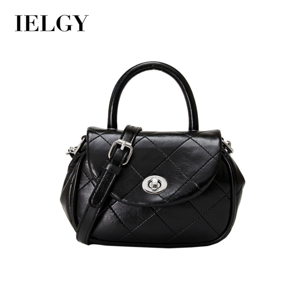 Ielgy Diamond Embroidery Thread Fashionable All-Match Chain Small Square Bag Black Casual Shoulder Messenger Bag