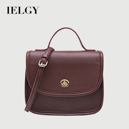 IELGY One shoulder Fashion Retro Black Simple Crossbody Women's bag Lock Portable