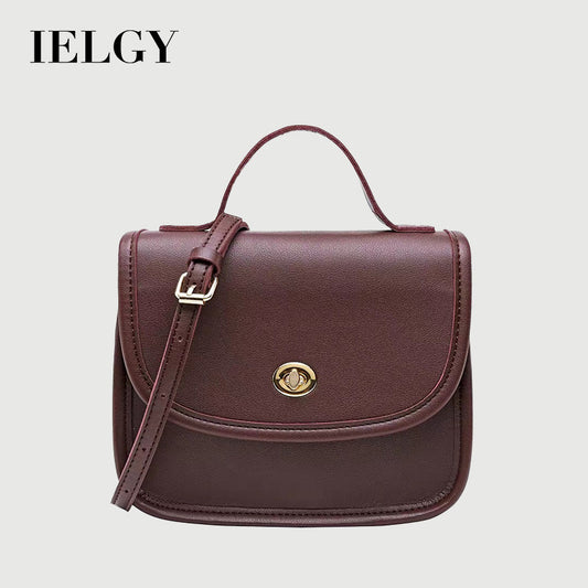 IELGY One shoulder Fashion Retro Black Simple Crossbody Women's bag Lock Portable