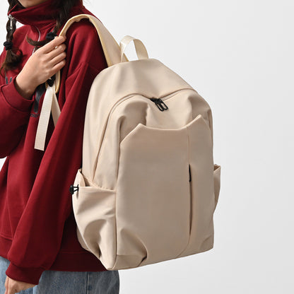 Ielgy Japanese Korean Simple Large-Capacity Solid Color Backpack University School Bag Campus Backpack