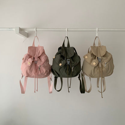 Ielgy New Style Korean Niche Design Outdoor Pocket Button Drawstring Backpack Nylon Backpack