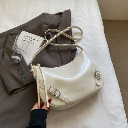 Ielgy Large-Capacity Commuter Underarm Bag Ladies Silver Trendy Fashion Niche Shoulder Bag Texture All-Match Mess