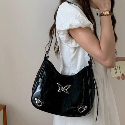 Ielgy Niche Retro Butterfly Contrast Color Motorcycle Underarm Bag American Sweet Cool Hot Girl Shoulder Messenger Bag