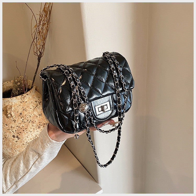 Ielgy Diamond Embroidery Thread Popular All-Match Chain Messenger Bag Fashion One-Shoulder Small Square Bag
