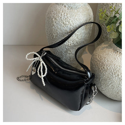 Ielgy Fashion Silver One-Shoulder Underarm Bag Simple Fashionable Chain Cross-Body Pillow Bag