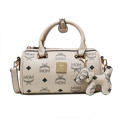 Ielgy Boston Letter Cylindrical Handbag Shoulder Crossbody Bag