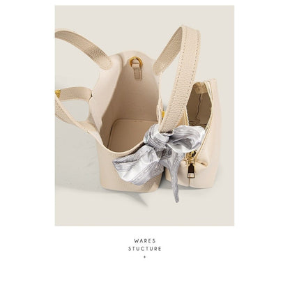 Ielgy Fashion Silk Scarf Portable Bucket Bag Texture All-Match One-Shoulder Cross @-