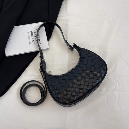 Ielgy High-End Feeling Silver Underarm Bag Korean Version Fashion Trendy Dumpling Bag Niche Woven Large-Capacity Simple Shoulder Bag