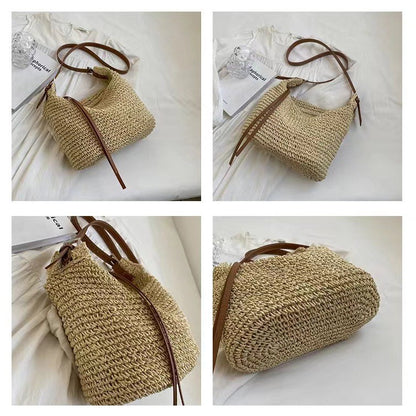 Ielgy U-Shaped Paper Rope One-Shoulder Diagonal Straw Woven Female Bag All-Match Casual Dumpling-Shaped Woven