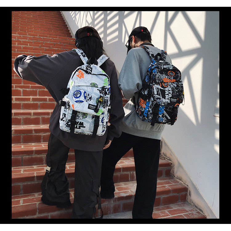 Ielgy Trendy Cool Couple Backpack Fashion Camouflage Graffiti Campus Backpack Men Women Outdoor College Student Schoolbag