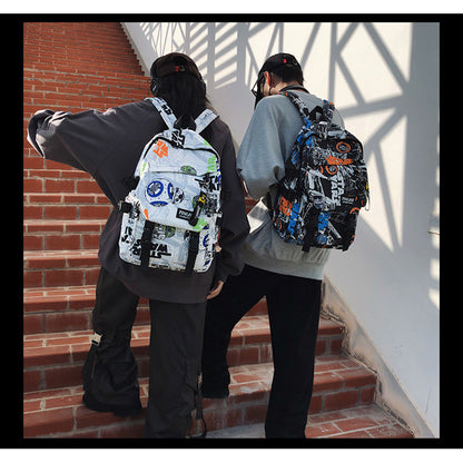 Ielgy Trendy Cool Couple Backpack Fashion Camouflage Graffiti Campus Backpack Men Women Outdoor College Student Schoolbag