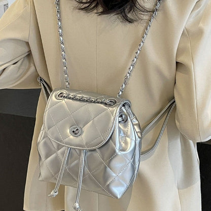 Ielgy Ladies All-Match Backpack Diamond Chain Fashion Niche School Bag
