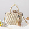 Ielgy Straw Bag Cute Handmade Bucket Rattan Bag One Shoulder Messenger Woven Bag