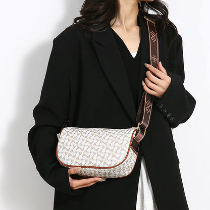 Ielgy Ladies Brown Casual Simple All-Match Embossed High-End Sense One-Shoulder Diagon