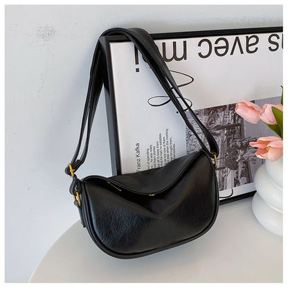 Ielgy Soft Face Fashion Shoulder Bag Casual All-Match Cross-Body Dumpling Bag Commuter Unique Popular
