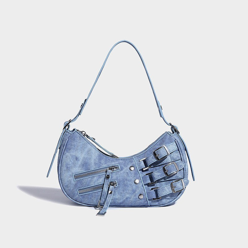 Ielgy American Retro Hot Girl Colorful Leather Armpit Order Shoulder Handbag