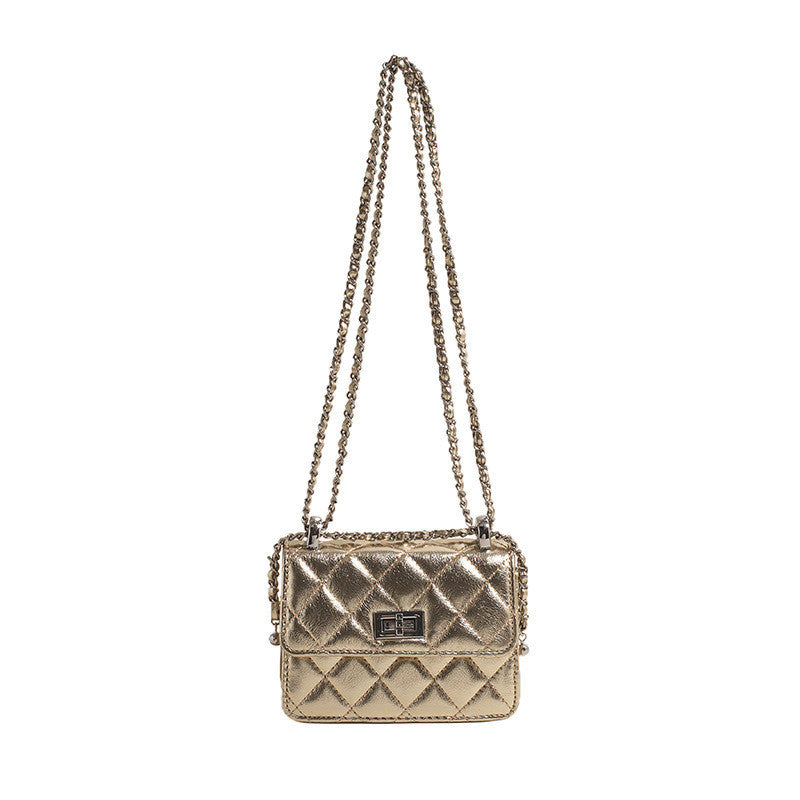 Ielgy Fashionable High-End Rhombus Shoulder Crossbody Chain Small Square Bag