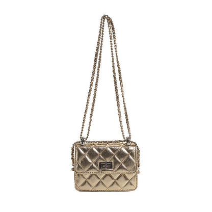 Ielgy Fashionable High-End Rhombus Shoulder Crossbody Chain Small Square Bag