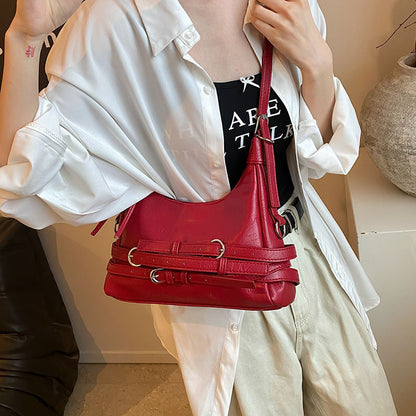 Ielgy Retro Hot Girl Style Large-Capacity Silver Stray Bag Fashionable All-Match One-Shoulder Messenger Underarm Bag Trendy
