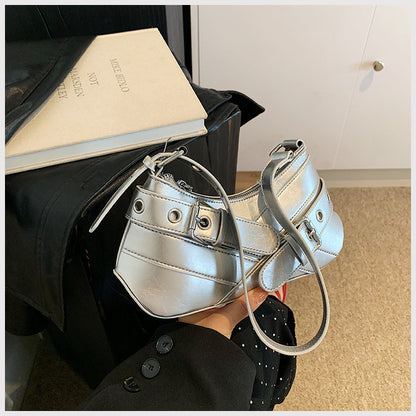 Ielgy Fashionable High-End Red Underarm Bag Ladies Korean Version Trendy All-Match Motorcycle Bag Niche Simple One-Shoulder