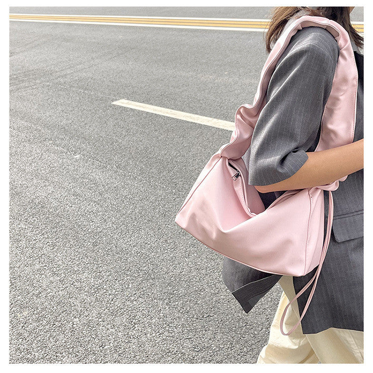 Ielgy Ladies Silver All-Match Underarm Cloud Bag Simple Pleated Fashionable One-Shoulder Dumpling Bag
