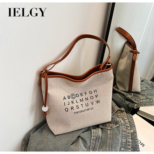 Ielgy Ladies Large-Capacity Canvas Casual All-Match Underarm Bag One-Shoulder Cross @-