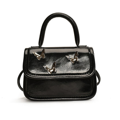 Ielgy Ladies Casual All-Match Silver Butterfly Small Square Bag Portable One-Shoulder Mini Messenger Bag