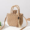 Ielgy Straw Bag Cute Handmade Bucket Rattan Bag One Shoulder Messenger Woven Bag
