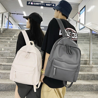 Ielgy Soft Leather School Bag High School Student Backpack Simple Casual Fashion Large-Capacity Travel Backpack