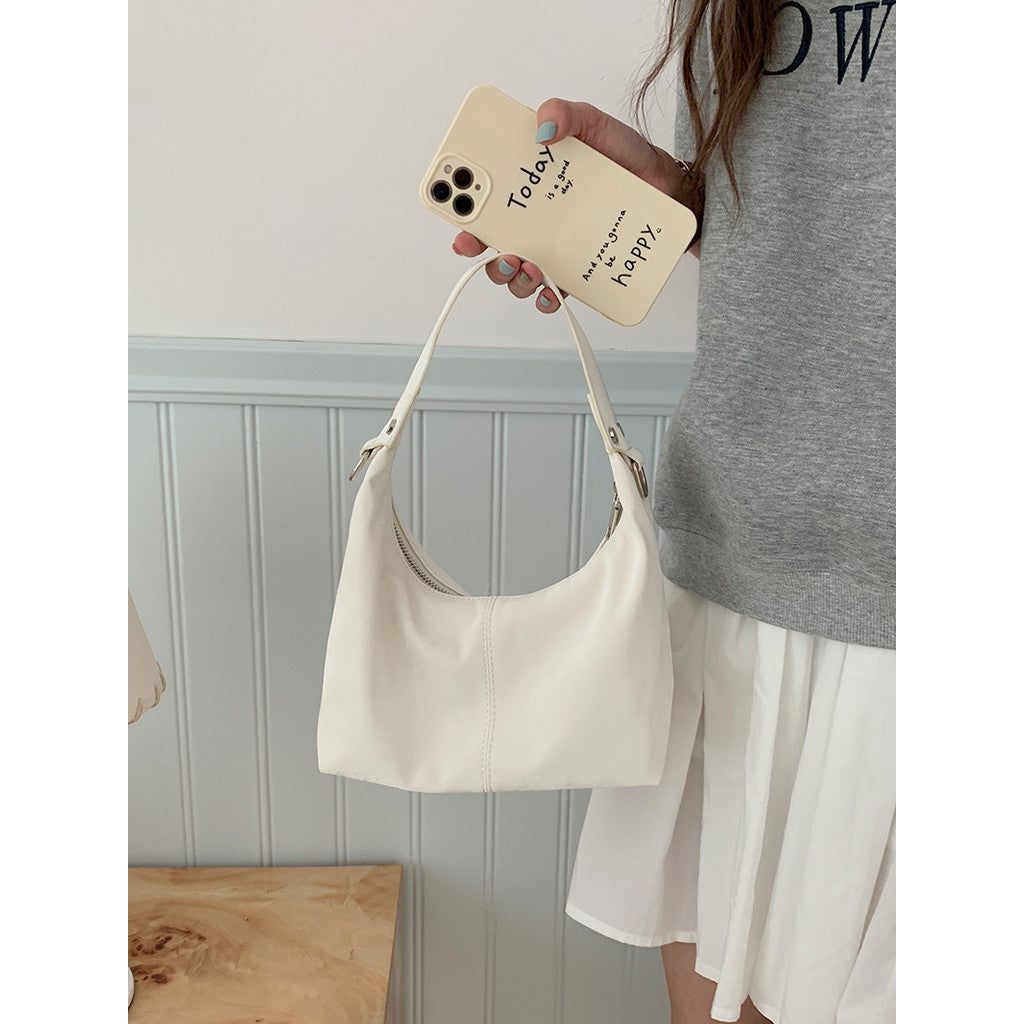 Ielgy Niche Design Texture Underarm Bag Shoulder Crossbody Soft Pink Cloud Bag