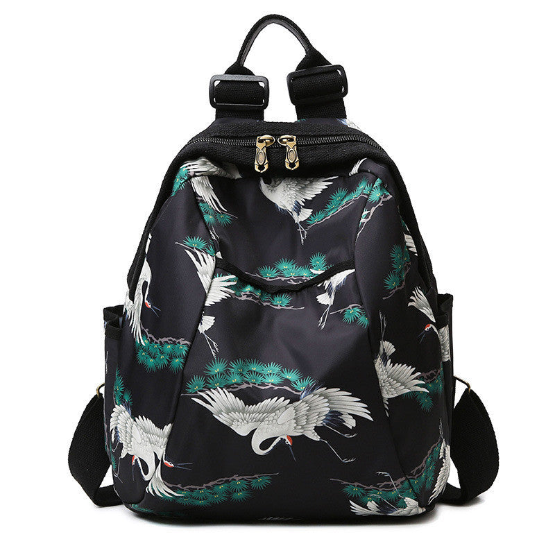 Ielgy Printed Ladies Backpack Oxford Cloth Large Capacity Backpack Harajuku Travel Design Sense School Bag