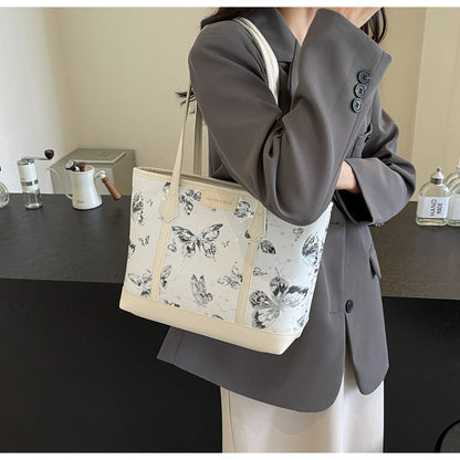 Ielgy Casual All-Match Butterfly One-Shoulder College Students Class Commuter Tote Bag Large Capacity